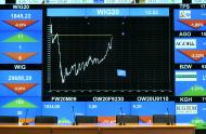 Ekran z wykresem na GPW fot. John Guillemin/Bloomberg News