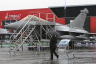 Wojskowy odrzutowiec Rafale produkowany przez Dassault Aviation SA, Paris Air Show, Francja, 22 czerwca, 2011