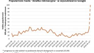 Popularność hasła działka rekreacyjna w wyszukiwarce Google